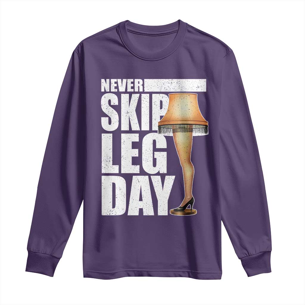 Funny Never Skip Leg Day Christmas Movie Long Sleeve Shirt Italian Leg Lamp TS11 Purple Print Your Wear