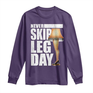 Funny Never Skip Leg Day Christmas Movie Long Sleeve Shirt Italian Leg Lamp TS11 Purple Print Your Wear
