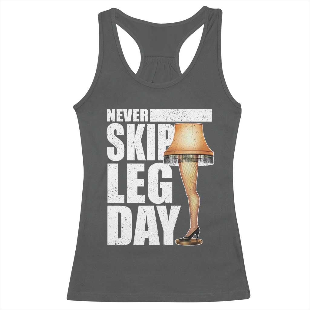 Funny Never Skip Leg Day Christmas Movie Racerback Tank Top Italian Leg Lamp TS11 Dark Heather Print Your Wear
