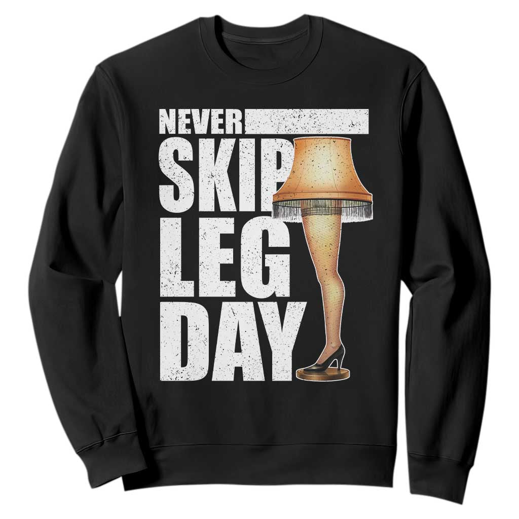 Funny Never Skip Leg Day Christmas Movie Sweatshirt Italian Leg Lamp TS11 Black Print Your Wear