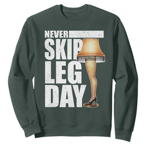 Funny Never Skip Leg Day Christmas Movie Sweatshirt Italian Leg Lamp TS11 Dark Forest Green Print Your Wear