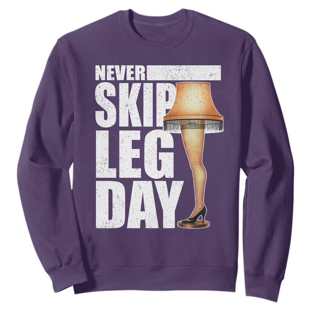 Funny Never Skip Leg Day Christmas Movie Sweatshirt Italian Leg Lamp TS11 Purple Print Your Wear