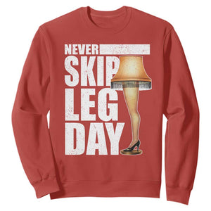 Funny Never Skip Leg Day Christmas Movie Sweatshirt Italian Leg Lamp TS11 Red Print Your Wear