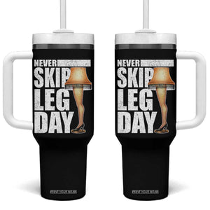 Funny Never Skip Leg Day Christmas Movie Tumbler With Handle Italian Leg Lamp TS11 One Size: 40 oz Black Print Your Wear