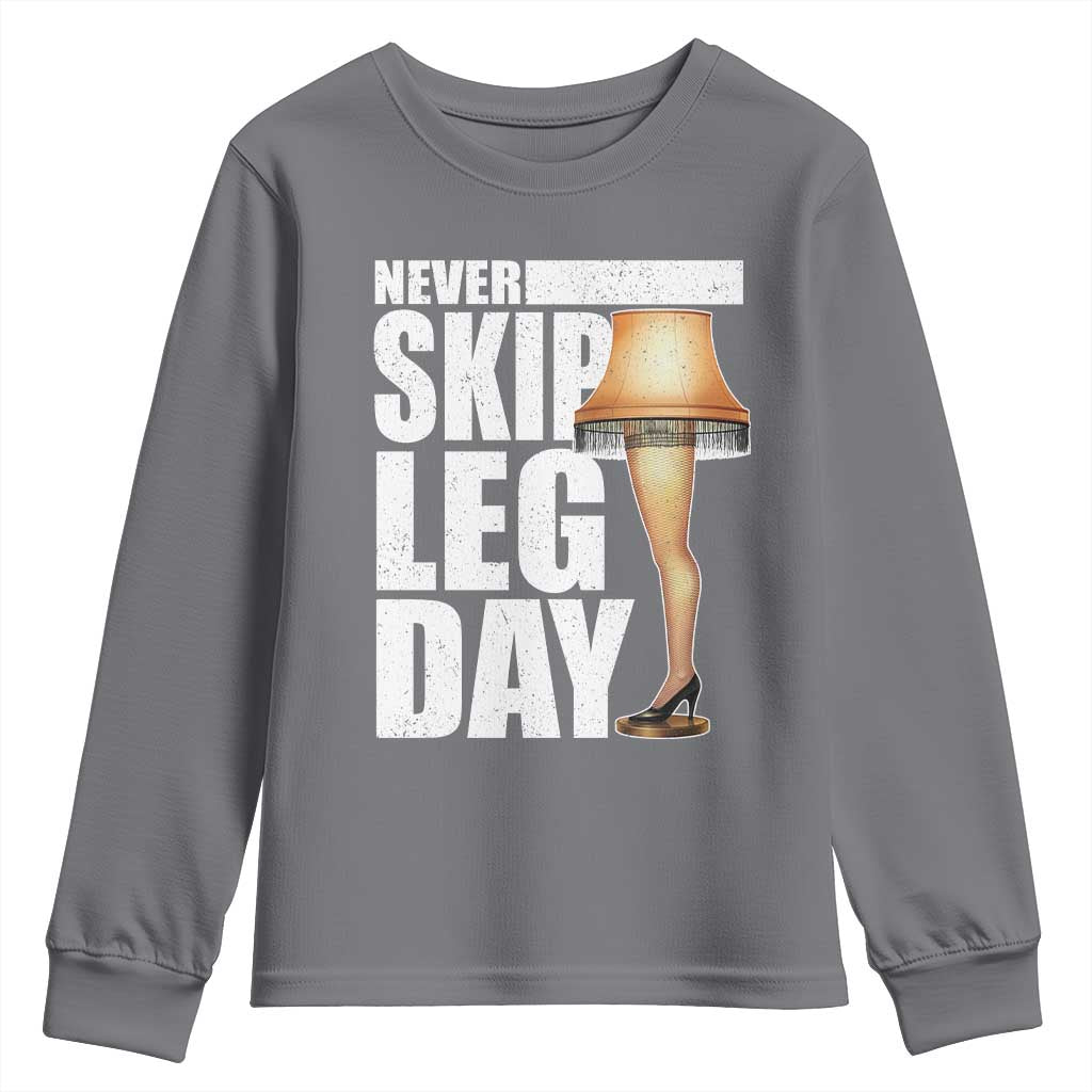 Funny Never Skip Leg Day Christmas Movie Youth Sweatshirt Italian Leg Lamp TS11 Charcoal Print Your Wear