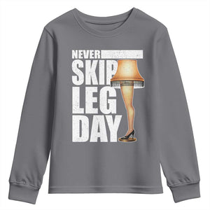 Funny Never Skip Leg Day Christmas Movie Youth Sweatshirt Italian Leg Lamp TS11 Charcoal Print Your Wear