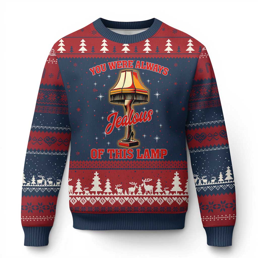 Funny Xmas Movie Ugly Christmas Sweater You Were Always Jealous Of This Lamp Italian Leg Lamp TS11 Navy Red Print Your Wear
