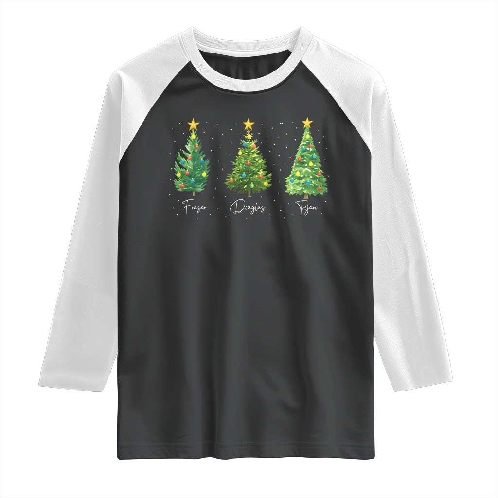 Funny Subtle FDT Resist Christmas Raglan Shirt Fraser Douglass Trojan Xmas Tree TS11 Black White Print Your Wear