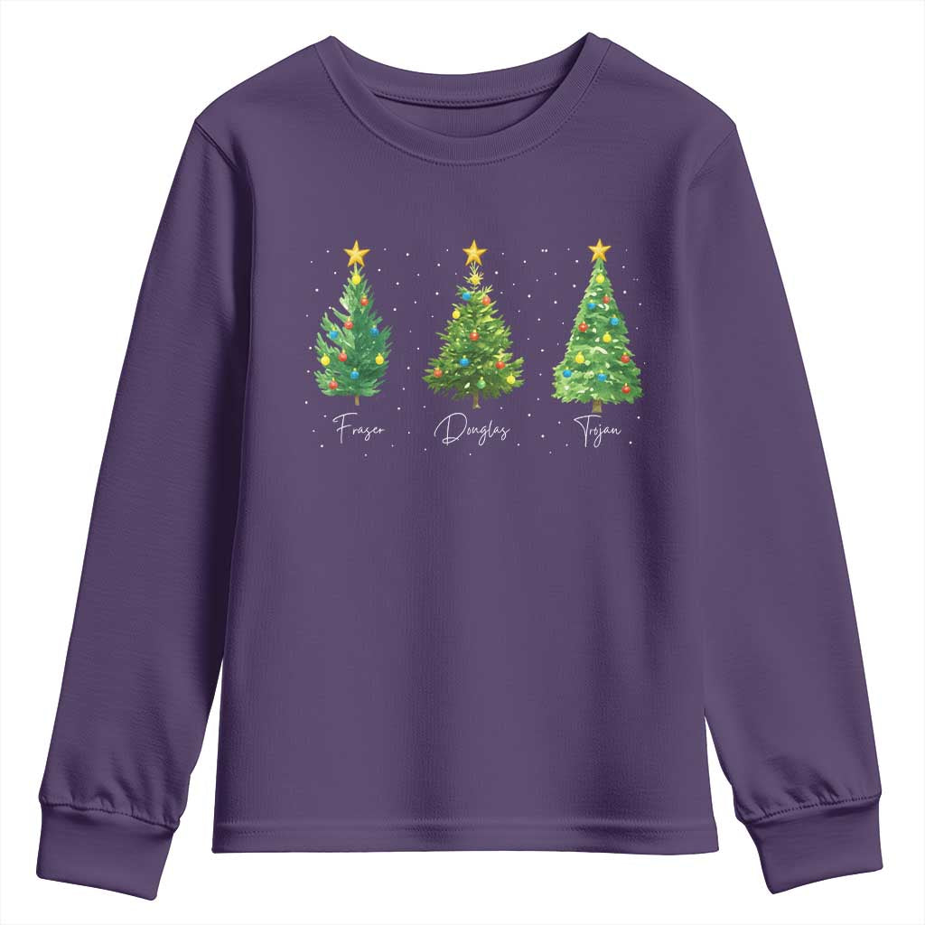 Funny Subtle FDT Resist Christmas Youth Sweatshirt Fraser Douglass Trojan Xmas Tree TS11 Purple Print Your Wear