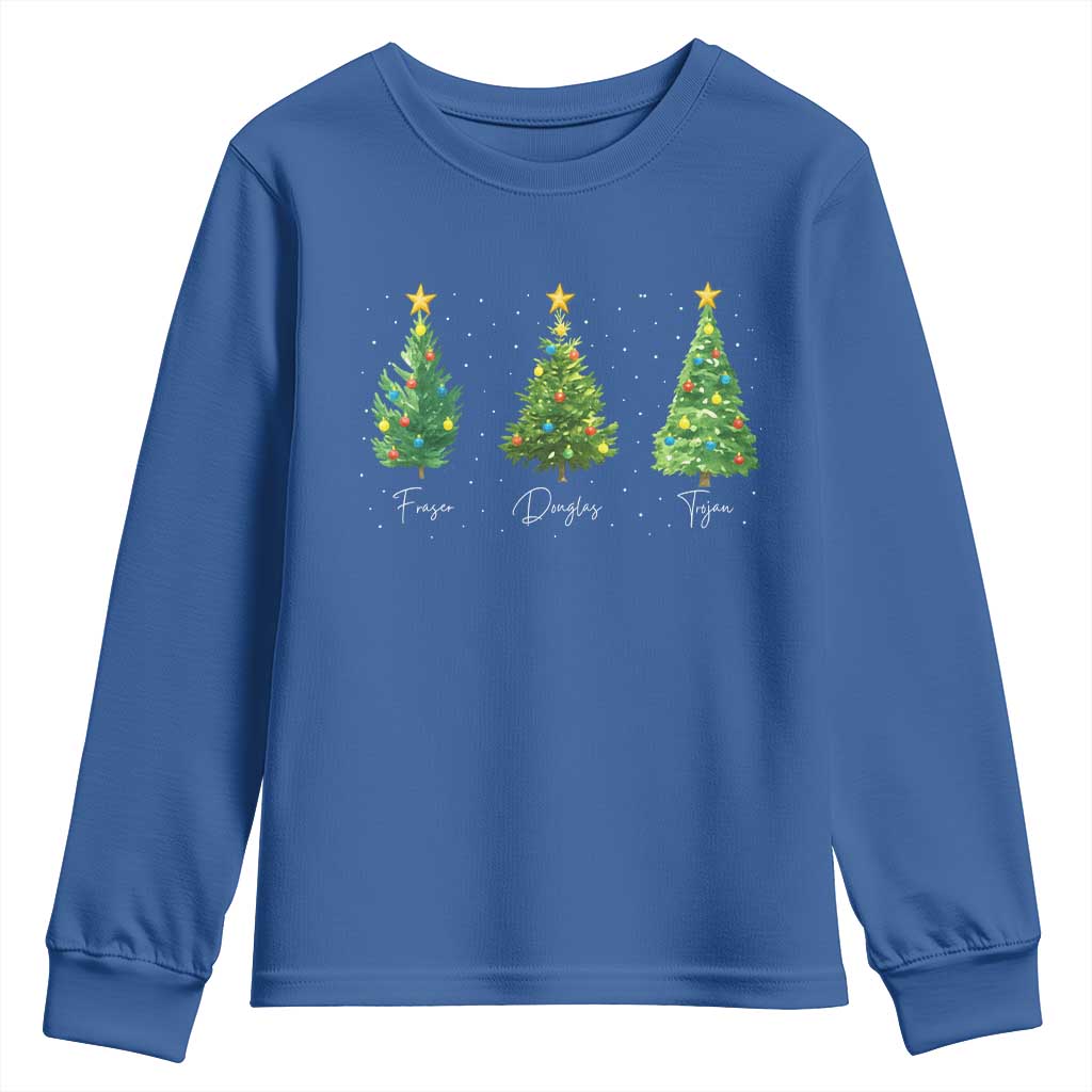Funny Subtle FDT Resist Christmas Youth Sweatshirt Fraser Douglass Trojan Xmas Tree TS11 Royal Blue Print Your Wear
