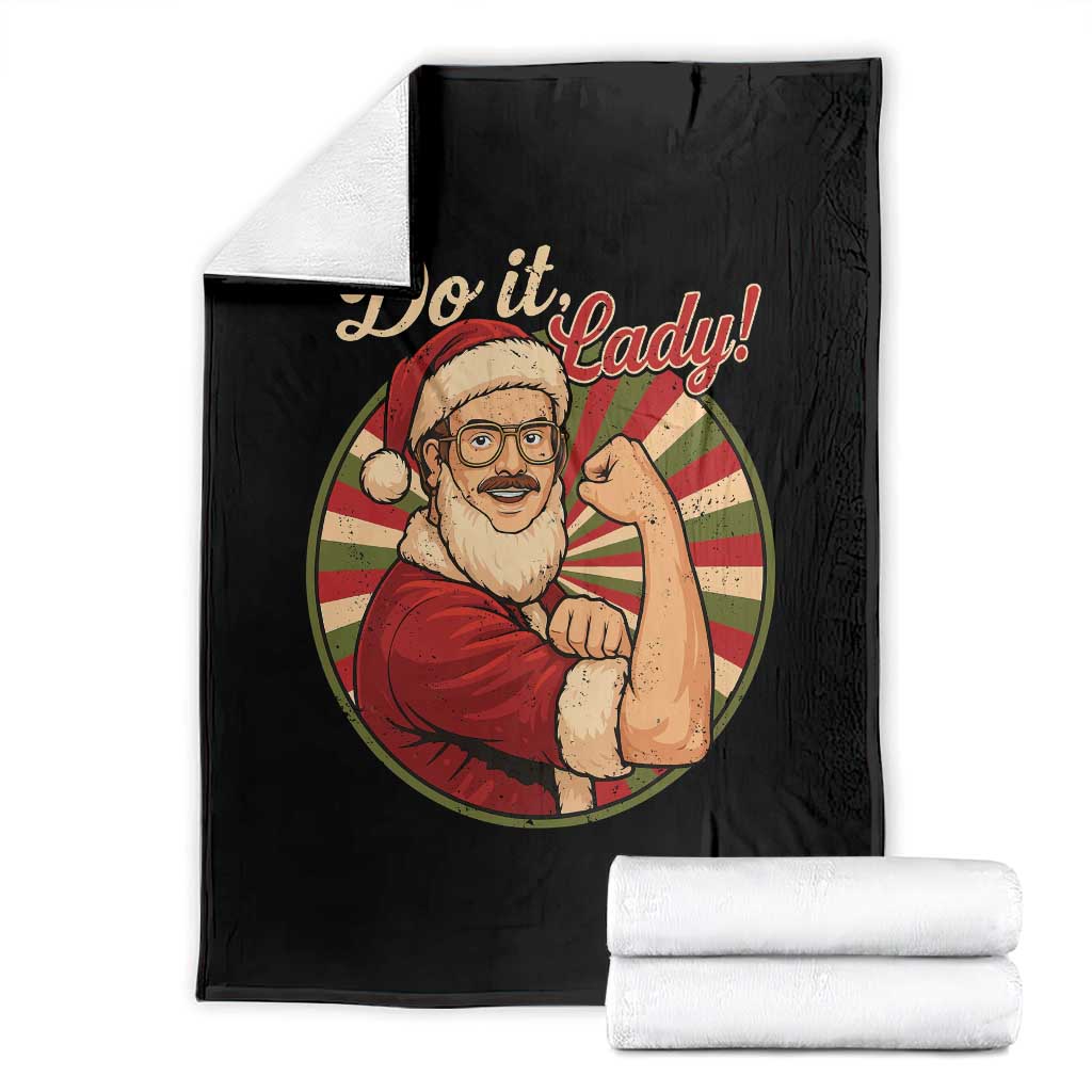 Funny Christmas Do It Lady Throw Blanket Mustache Guy Meme Santa Cosplay TS11 Black Print Your Wear