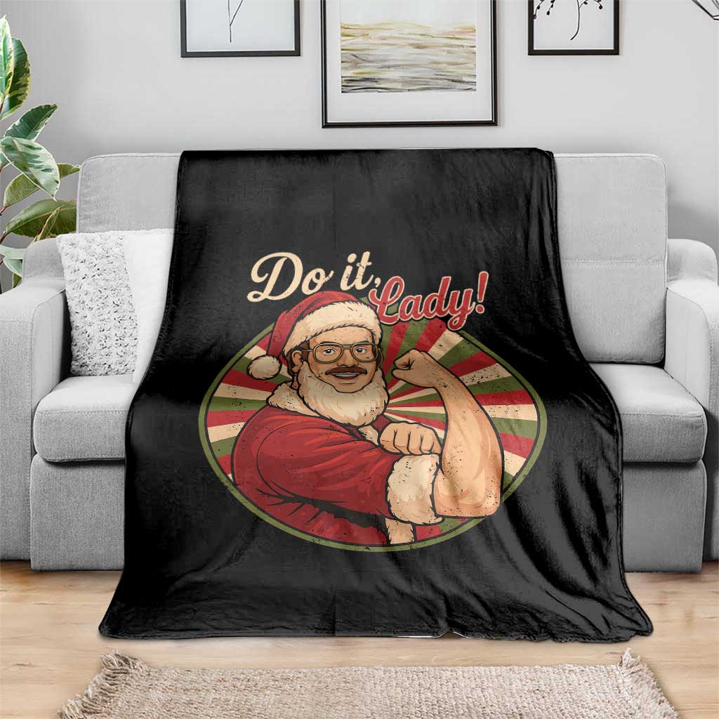 Funny Christmas Do It Lady Throw Blanket Mustache Guy Meme Santa Cosplay TS11 Print Your Wear