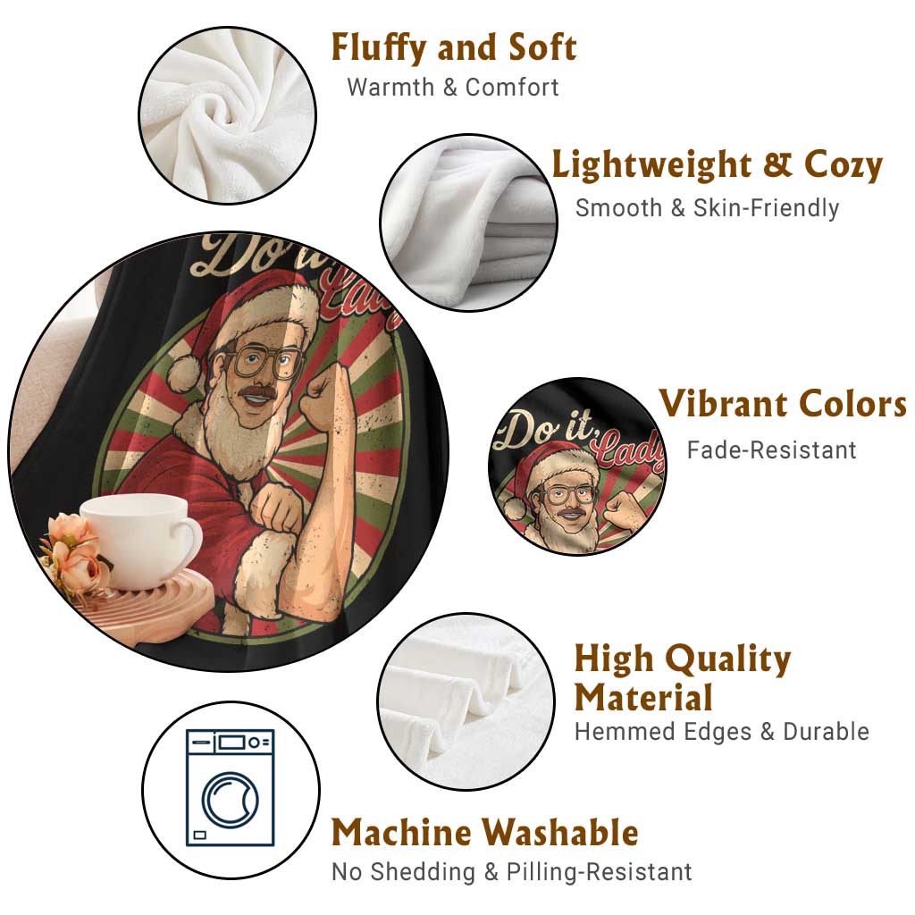 Funny Christmas Do It Lady Throw Blanket Mustache Guy Meme Santa Cosplay TS11 Print Your Wear