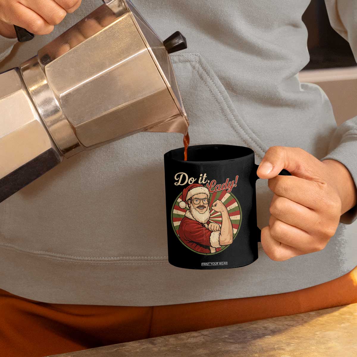 Funny Christmas Do It Lady Coffee Mug Mustache Guy Meme Santa Cosplay TS11 Print Your Wear