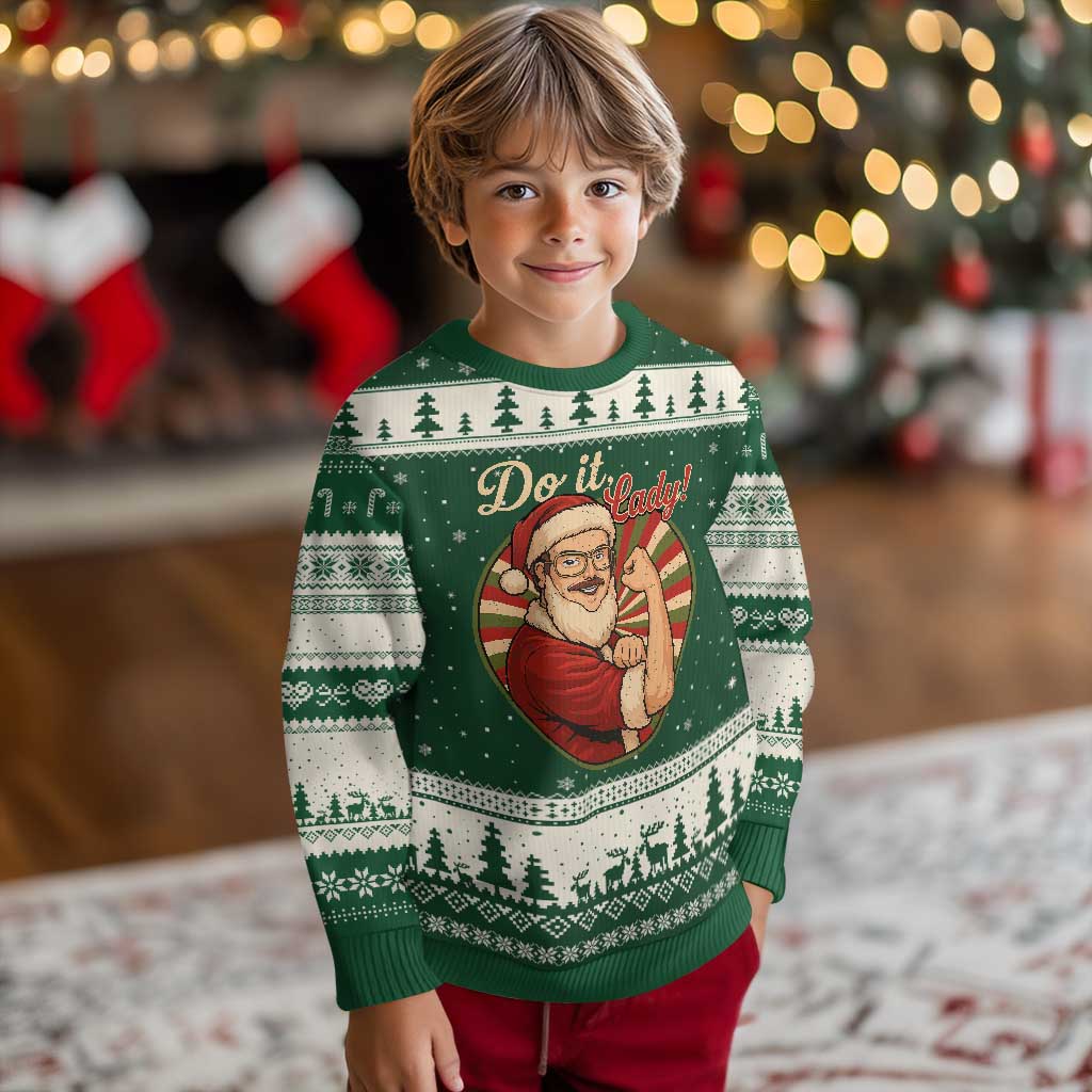 Funny Xmas Do It Lady Ugly Christmas Sweater Mustache Guy Meme Santa Cosplay TS11 Forest Green Beige Print Your Wear