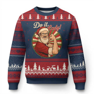 Funny Xmas Do It Lady Ugly Christmas Sweater Mustache Guy Meme Santa Cosplay TS11 Navy Red Print Your Wear