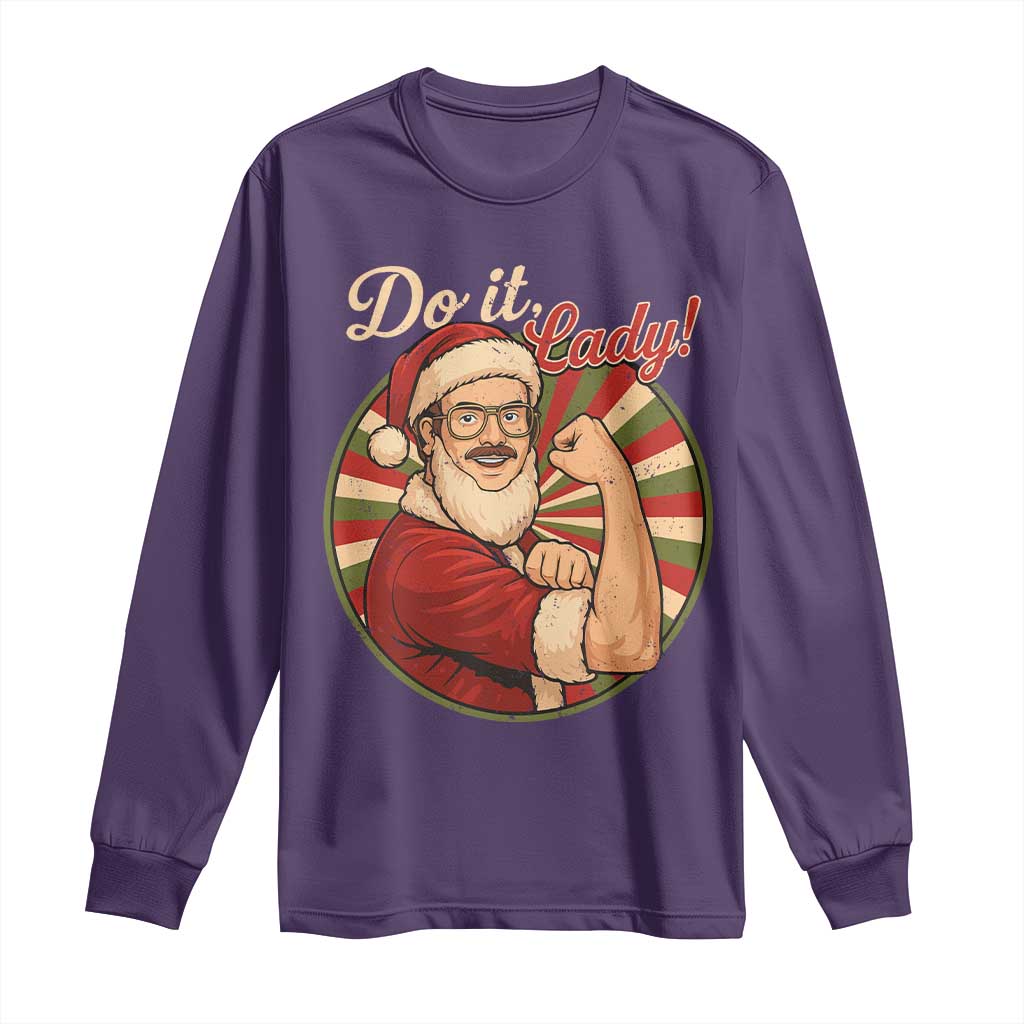 Funny Christmas Do It Lady Long Sleeve Shirt Mustache Guy Meme Santa Cosplay TS11 Purple Print Your Wear