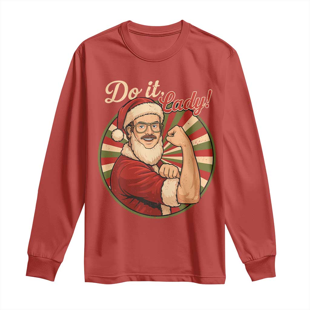 Funny Christmas Do It Lady Long Sleeve Shirt Mustache Guy Meme Santa Cosplay TS11 Red Print Your Wear