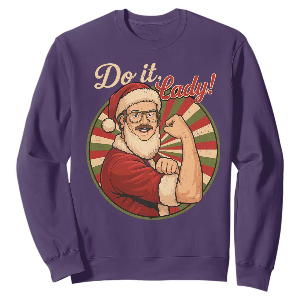 Funny Christmas Do It Lady Sweatshirt Mustache Guy Meme Santa Cosplay TS11 Purple Print Your Wear