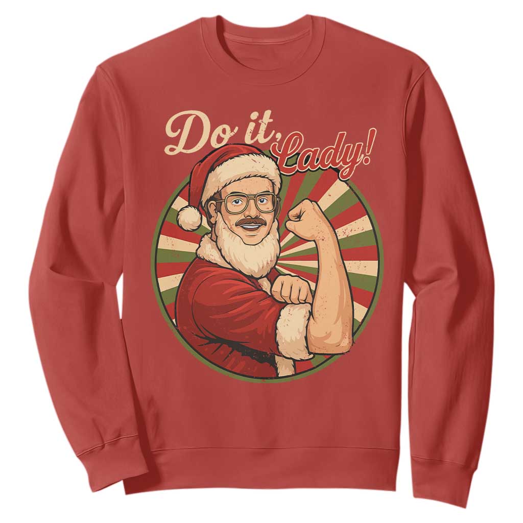 Funny Christmas Do It Lady Sweatshirt Mustache Guy Meme Santa Cosplay TS11 Red Print Your Wear