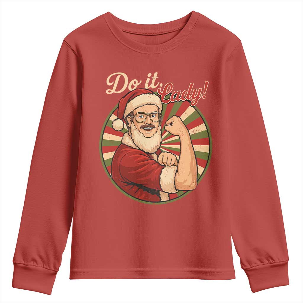 Funny Christmas Do It Lady Youth Sweatshirt Mustache Guy Meme Santa Cosplay TS11 Red Print Your Wear