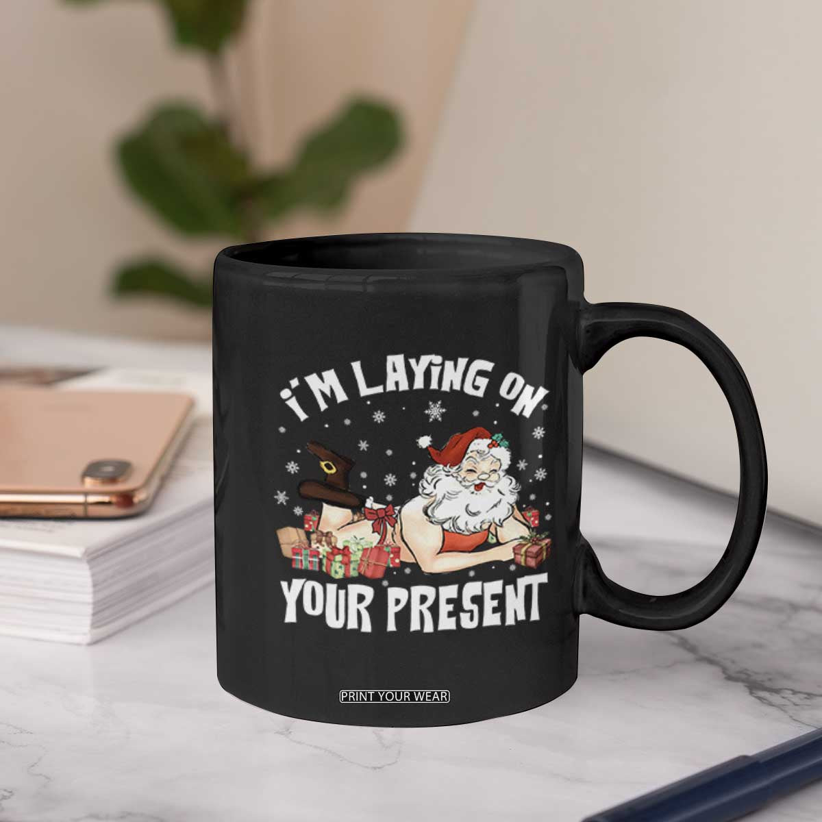 Funny Naughty Christmas Santa Coffee Mug I'm Laying On Your Present TS11 Print Your Wear