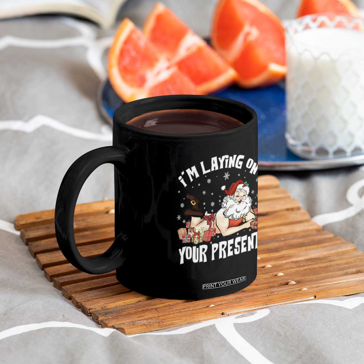 Funny Naughty Christmas Santa Coffee Mug I'm Laying On Your Present TS11 Print Your Wear