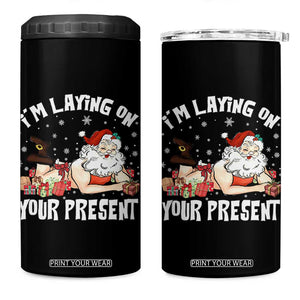Funny Naughty Christmas Santa 4 in 1 Can Cooler Tumbler I'm Laying On Your Present TS11 One Size: 16 oz Black Print Your Wear