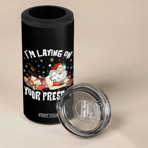 Funny Naughty Christmas Santa 4 in 1 Can Cooler Tumbler I'm Laying On Your Present TS11 Print Your Wear
