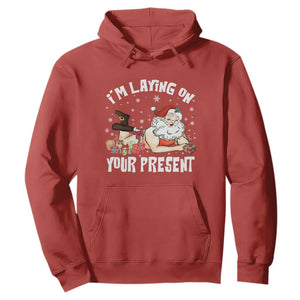 Funny Naughty Christmas Santa Hoodie I'm Laying On Your Present TS11 Red Print Your Wear