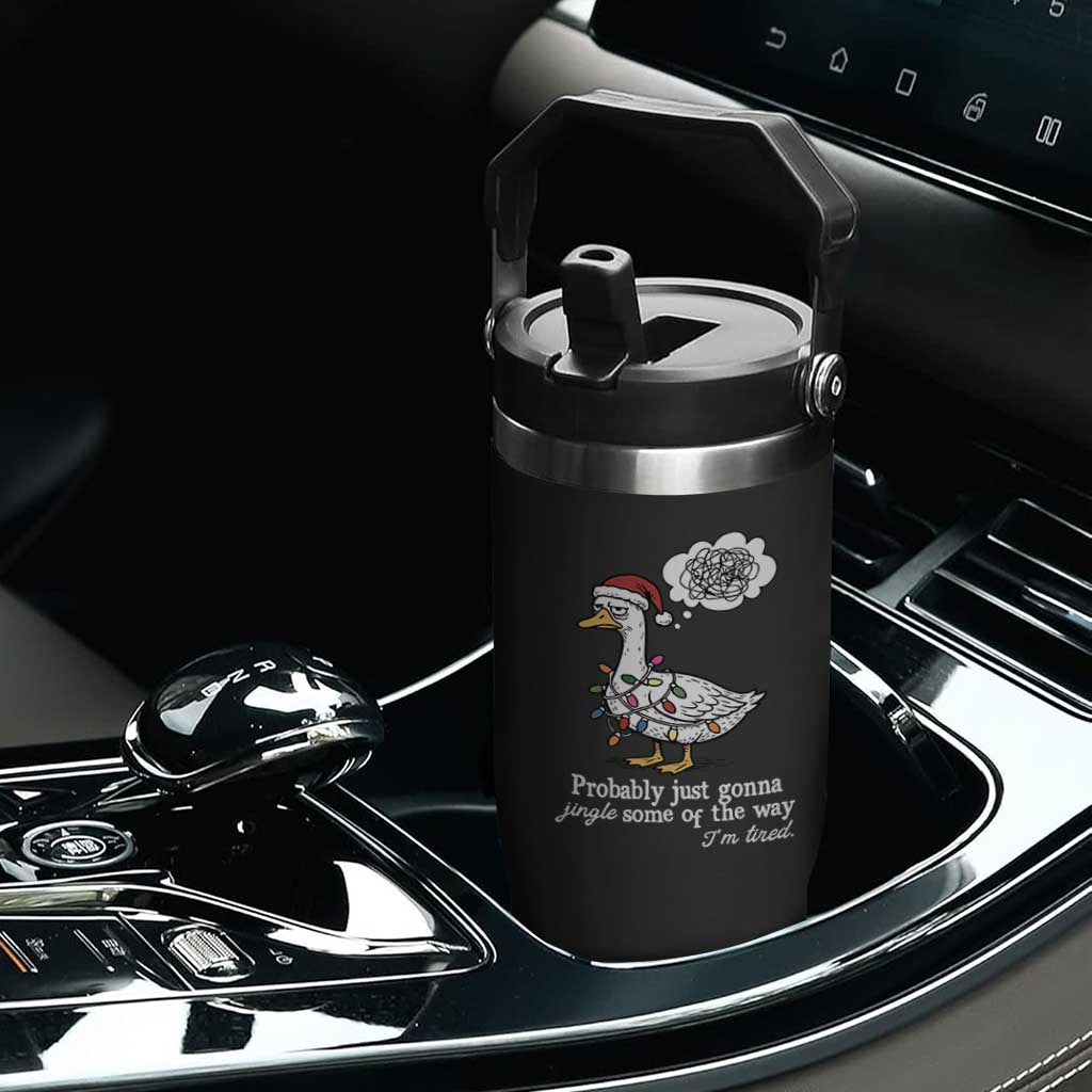 Probably Just Gonna Jingle Some Of The Way I'm Tired Flip Straw Tumbler Funny Christmas Goose TS11 Print Your Wear