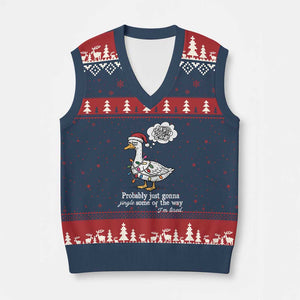 Probably Just Gonna Jingle Some Of The Way I'm Tired V-Neck Knit Sweater Vest Funny Xmas Goose TS11 Navy Red Print Your Wear