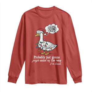 Probably Just Gonna Jingle Some Of The Way I'm Tired Long Sleeve Shirt Funny Christmas Goose TS11 Red Print Your Wear