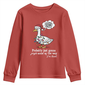 Probably Just Gonna Jingle Some Of The Way I'm Tired Youth Sweatshirt Funny Christmas Goose TS11 Red Print Your Wear