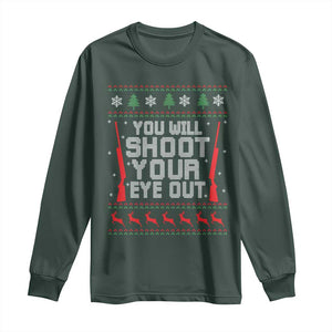 Funny You'll Shoot Your Eye Out Kid Long Sleeve Shirt Christmas Movie Guns TS11 Dark Forest Green Print Your Wear