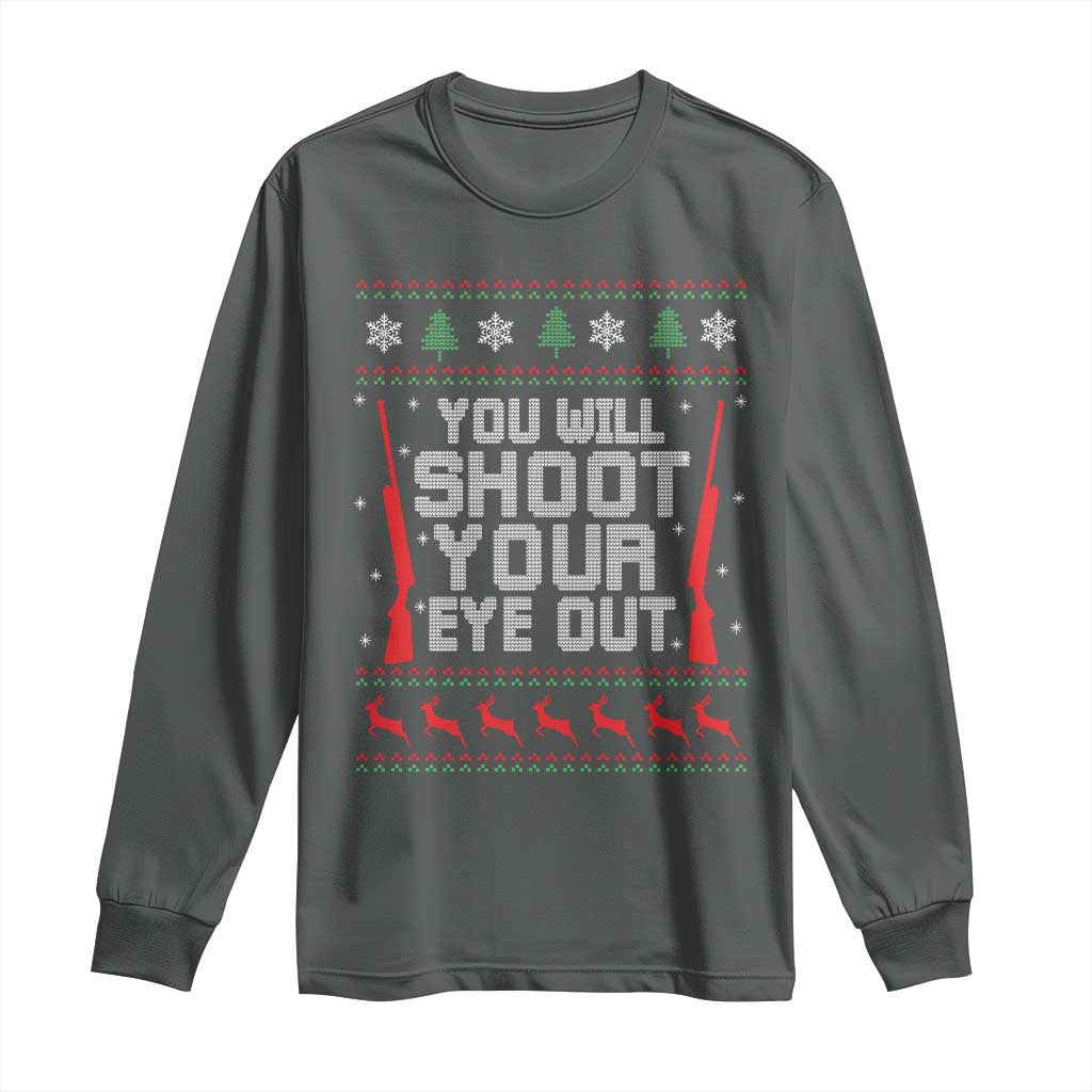 Funny You'll Shoot Your Eye Out Kid Long Sleeve Shirt Christmas Movie Guns TS11 Dark Heather Print Your Wear