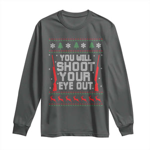 Funny You'll Shoot Your Eye Out Kid Long Sleeve Shirt Christmas Movie Guns TS11 Dark Heather Print Your Wear