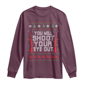 Funny You'll Shoot Your Eye Out Kid Long Sleeve Shirt Christmas Movie Guns TS11 Maroon Print Your Wear