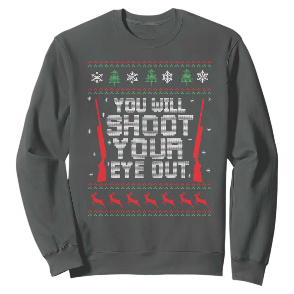 Funny You'll Shoot Your Eye Out Kid Sweatshirt Christmas Movie Guns TS11 Dark Heather Print Your Wear