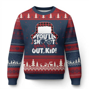 Funny You Will Shoot Your Eye Out Kid Ugly Christmas Sweater Xmas Movie Glasses Hat TS11 Navy Red Print Your Wear