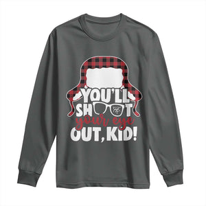 Funny You Will Shoot Your Eye Out Kid Long Sleeve Shirt Christmas Movie Glasses Hat TS11 Dark Heather Print Your Wear