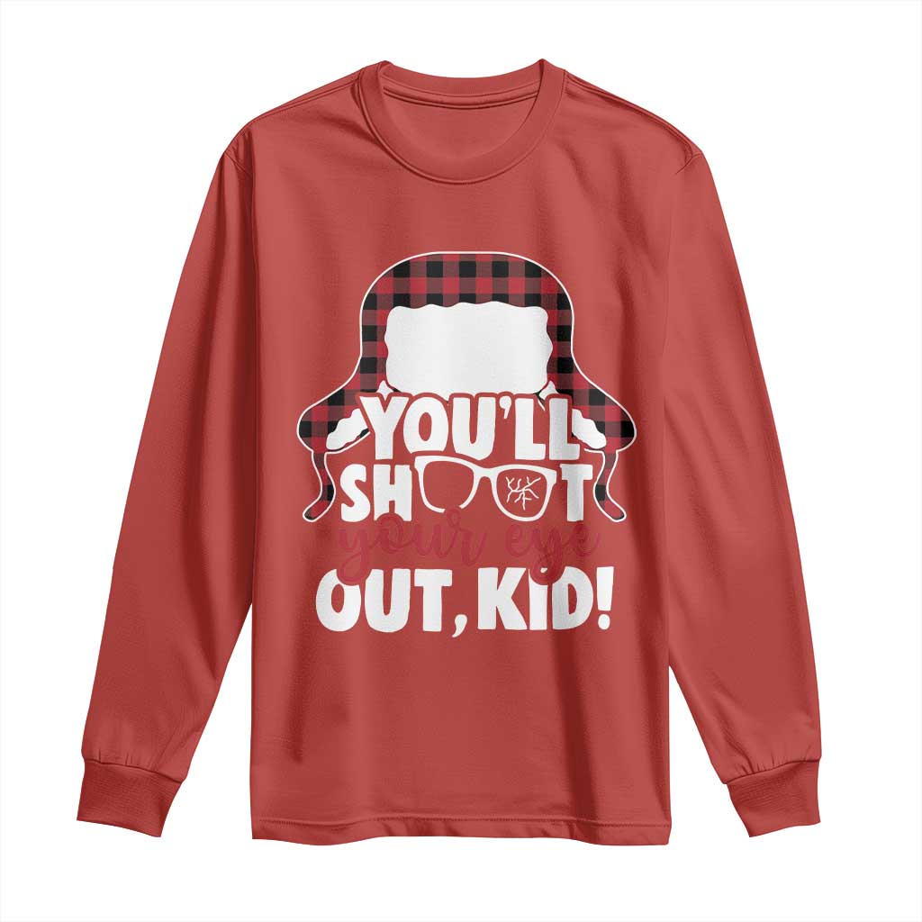 Funny You Will Shoot Your Eye Out Kid Long Sleeve Shirt Christmas Movie Glasses Hat TS11 Red Print Your Wear
