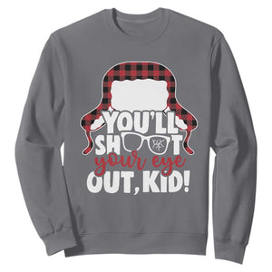 Funny You Will Shoot Your Eye Out Kid Sweatshirt Christmas Movie Glasses Hat TS11 Charcoal Print Your Wear