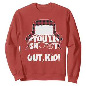 Funny You Will Shoot Your Eye Out Kid Sweatshirt Christmas Movie Glasses Hat TS11 Red Print Your Wear