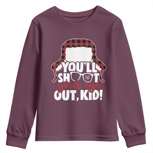 Funny You Will Shoot Your Eye Out Kid Youth Sweatshirt Christmas Movie Glasses Hat TS11 Maroon Print Your Wear