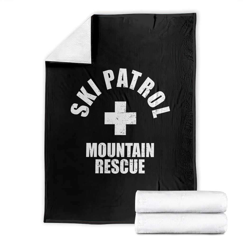 Ski Patrol Mountain Rescue Throw Blanket Winter Slopes Skiing Snowboarding TS11 Black Print Your Wear