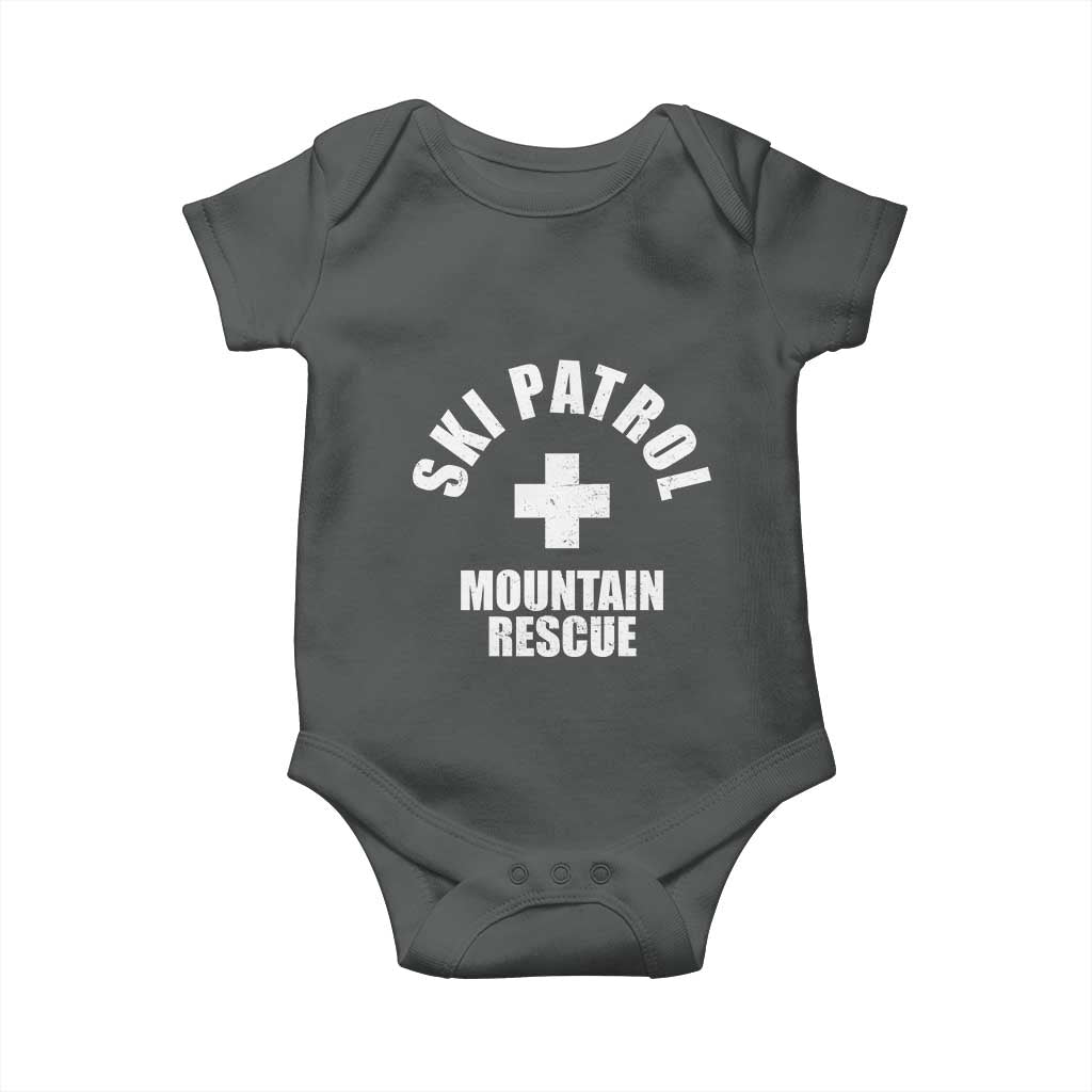 Ski Patrol Mountain Rescue Baby Onesie Winter Slopes Skiing Snowboarding TS11 Dark Heather Print Your Wear