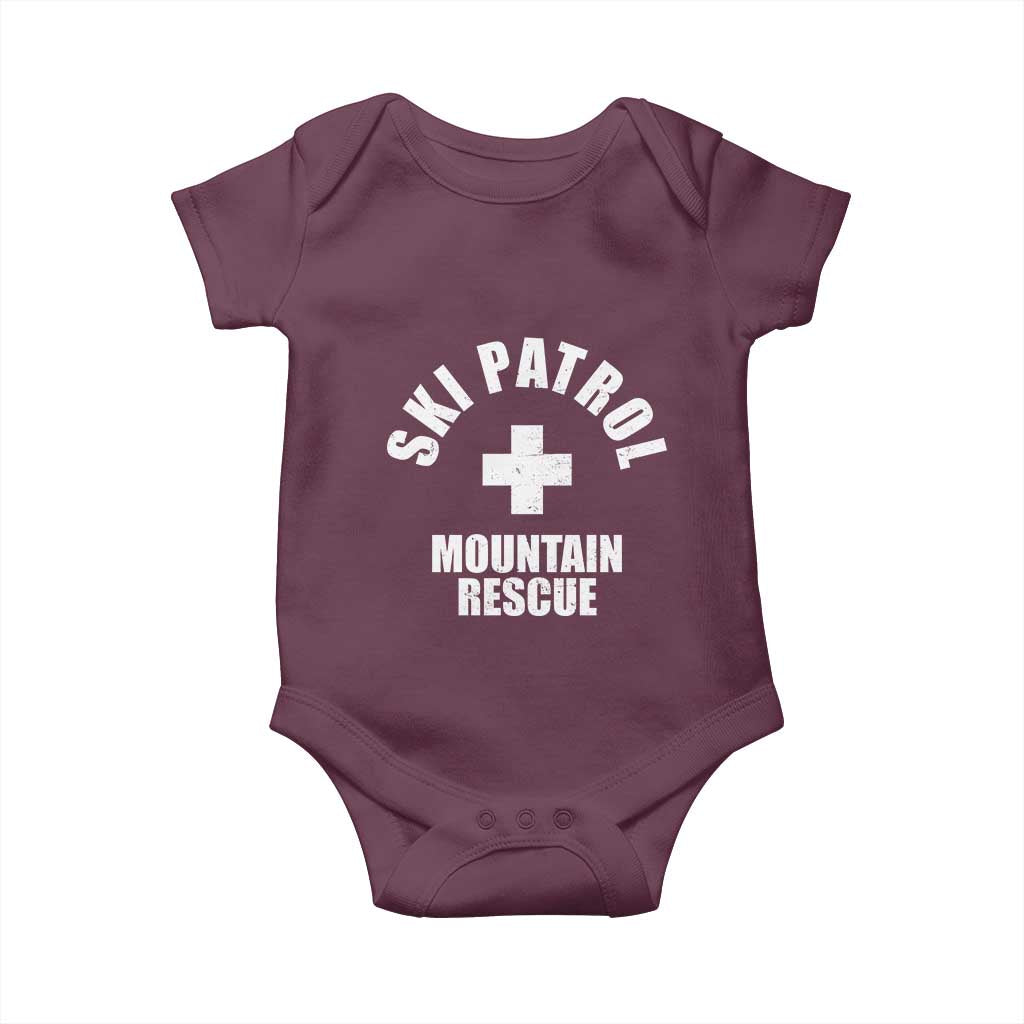 Ski Patrol Mountain Rescue Baby Onesie Winter Slopes Skiing Snowboarding TS11 Maroon Print Your Wear