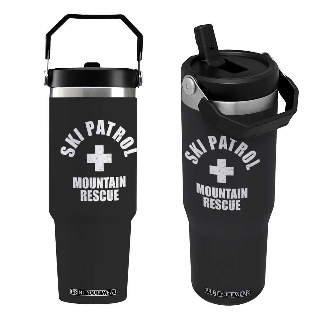 Ski Patrol Mountain Rescue Flip Straw Tumbler Winter Slopes Skiing Snowboarding TS11 One Size: 30 oz Black Print Your Wear