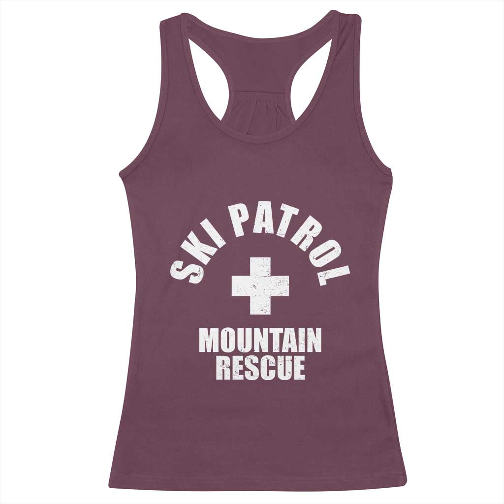 Ski Patrol Mountain Rescue Racerback Tank Top Winter Slopes Skiing Snowboarding TS11 Maroon Print Your Wear